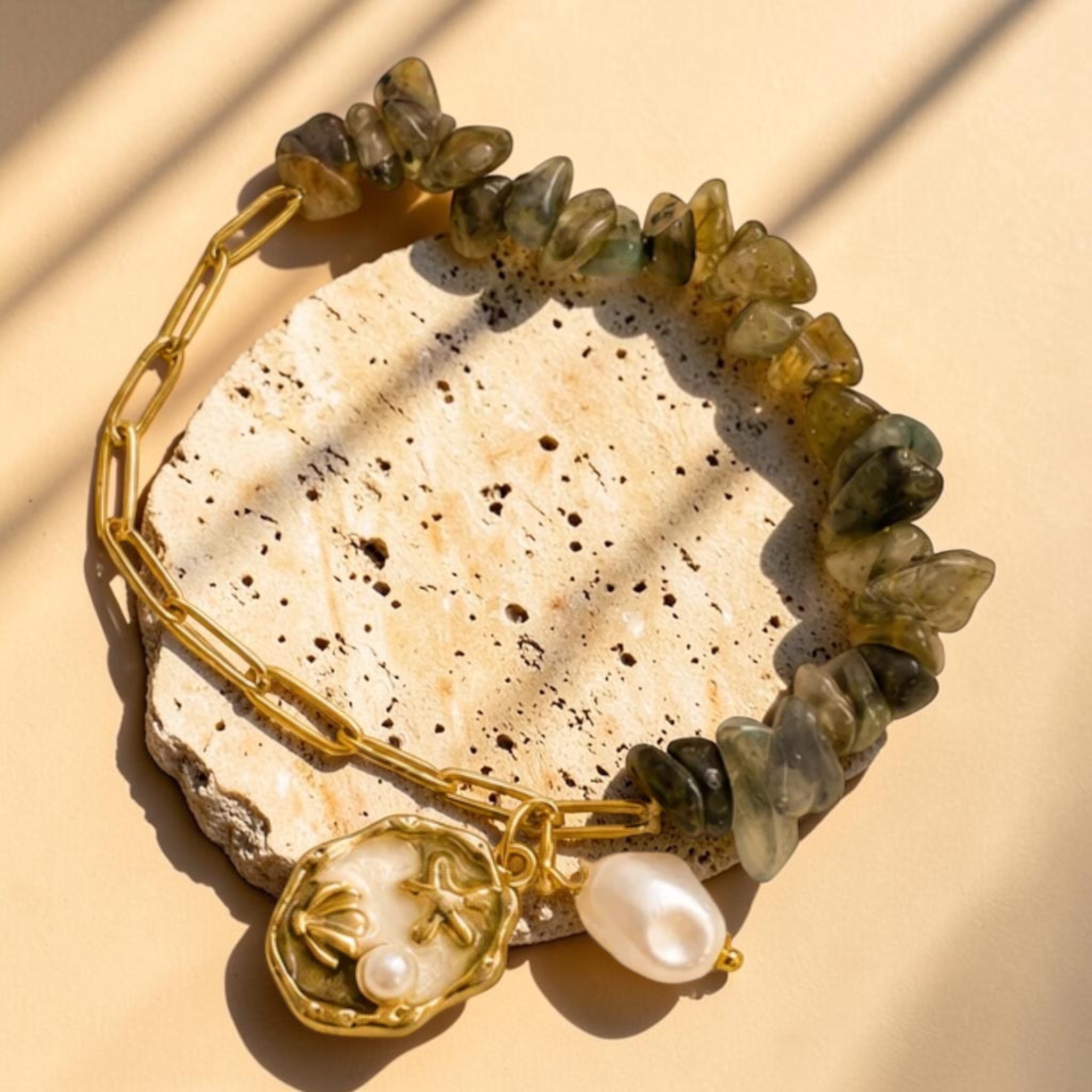 Heritage Stone Bracelet on a festive background