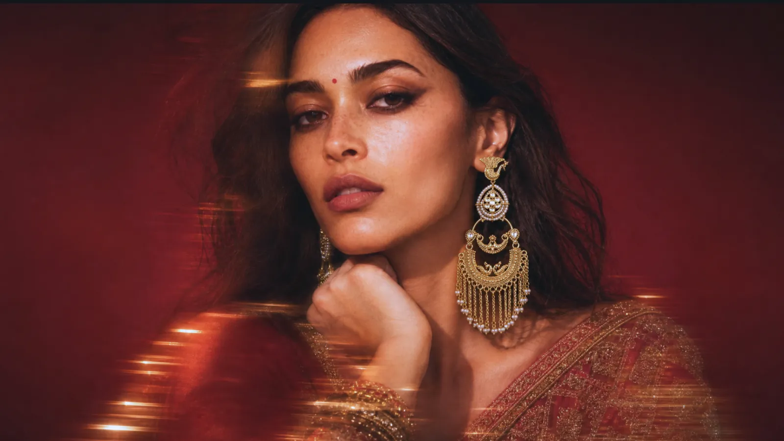 Bridal pearl and kundan statement earrings from the Pardesia bridal collection