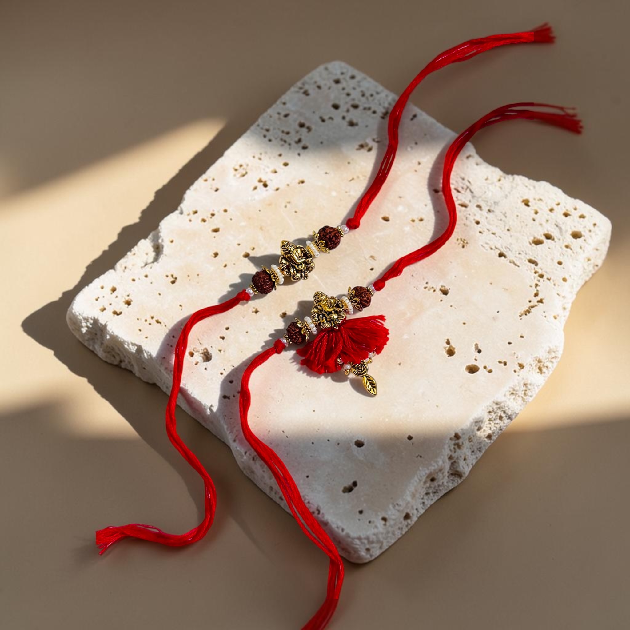 Sacred Ganesha Rudraksha on a festive background