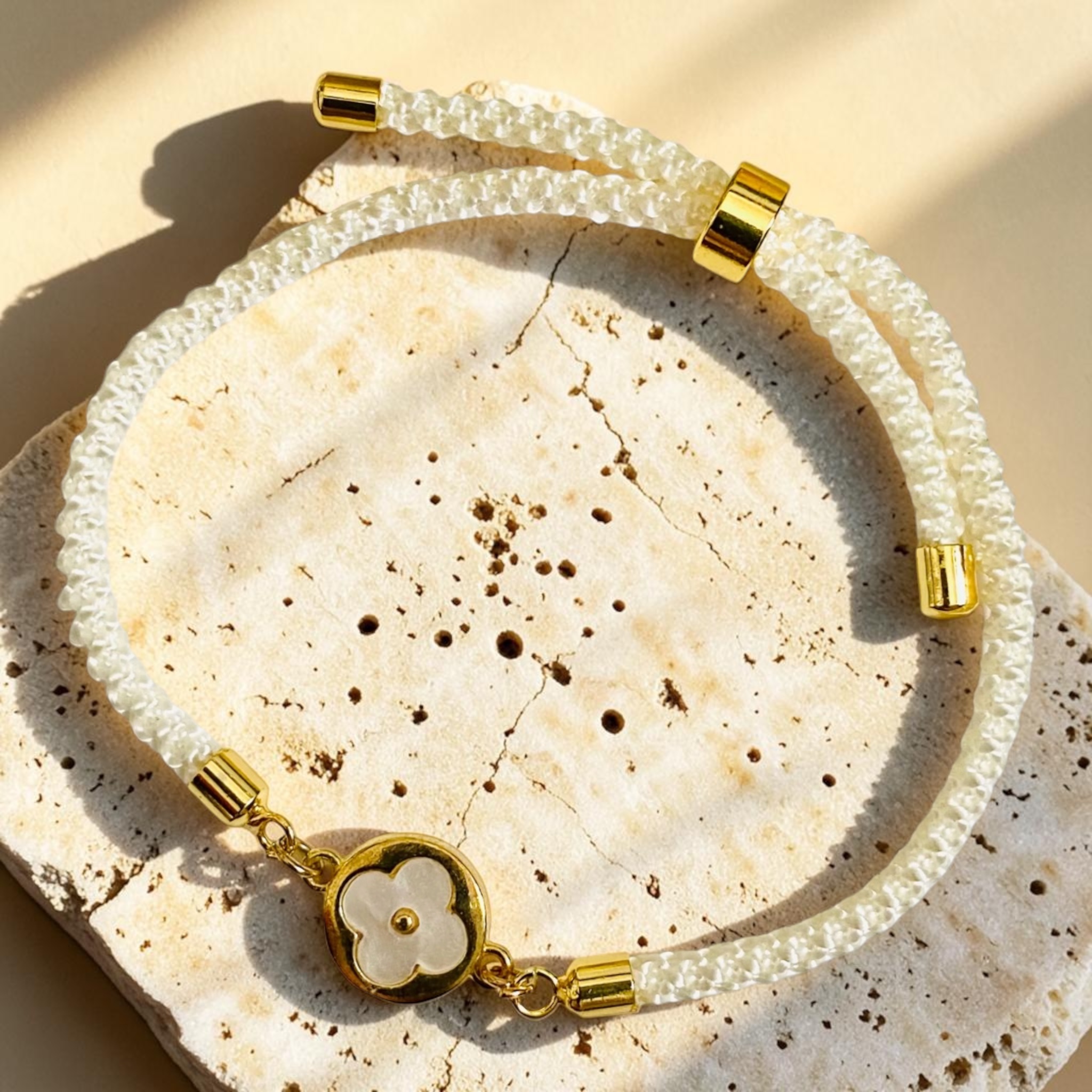 Mother of Pearl Bracelet on a festive background
