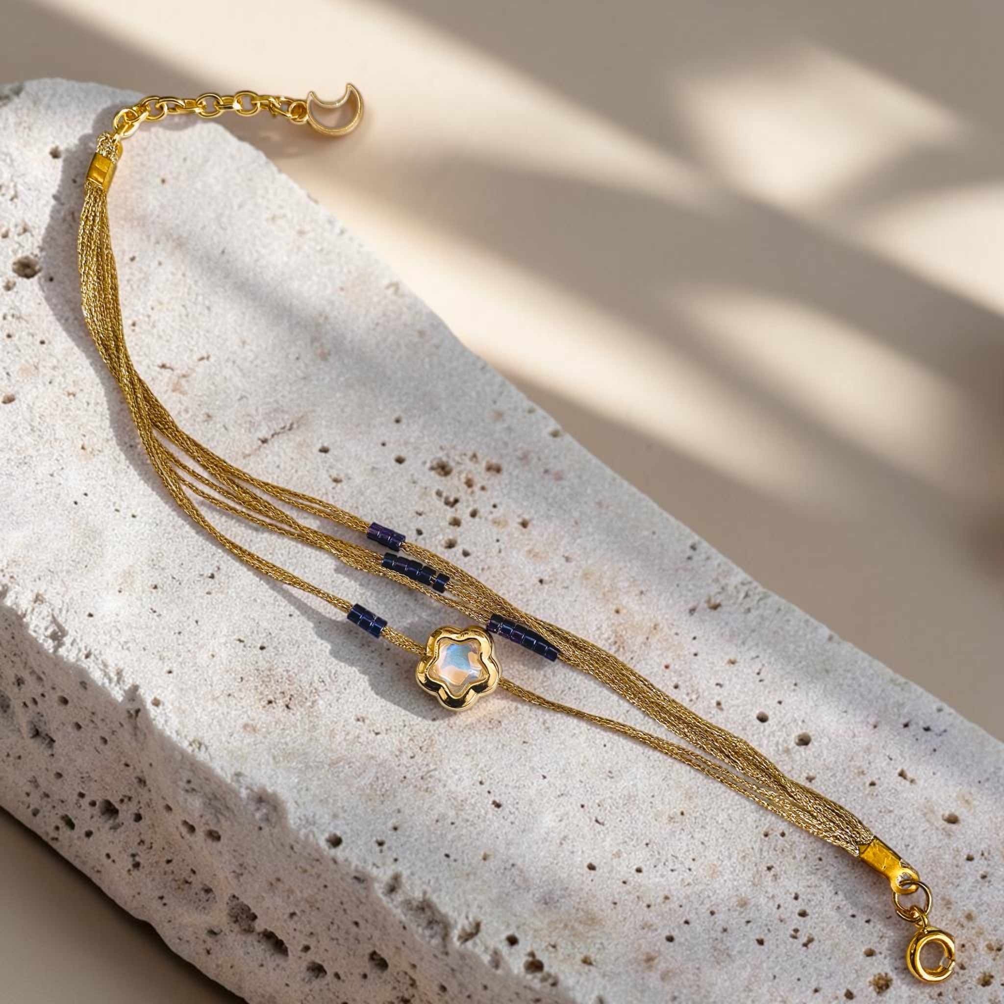 Celestial Charm Bracelet on a festive background
